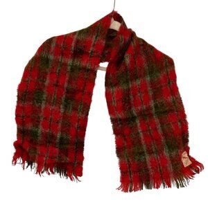 Blackcock red green Scotland Scottish Mohair Pile scarf Stewart Plaid